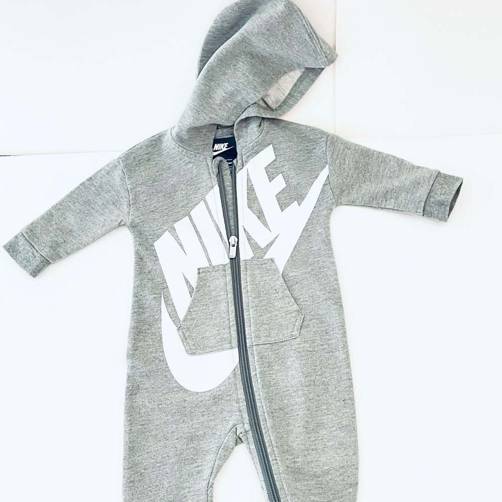 6 Months Gray Nike Baby Play All Day Hooded Coverall.